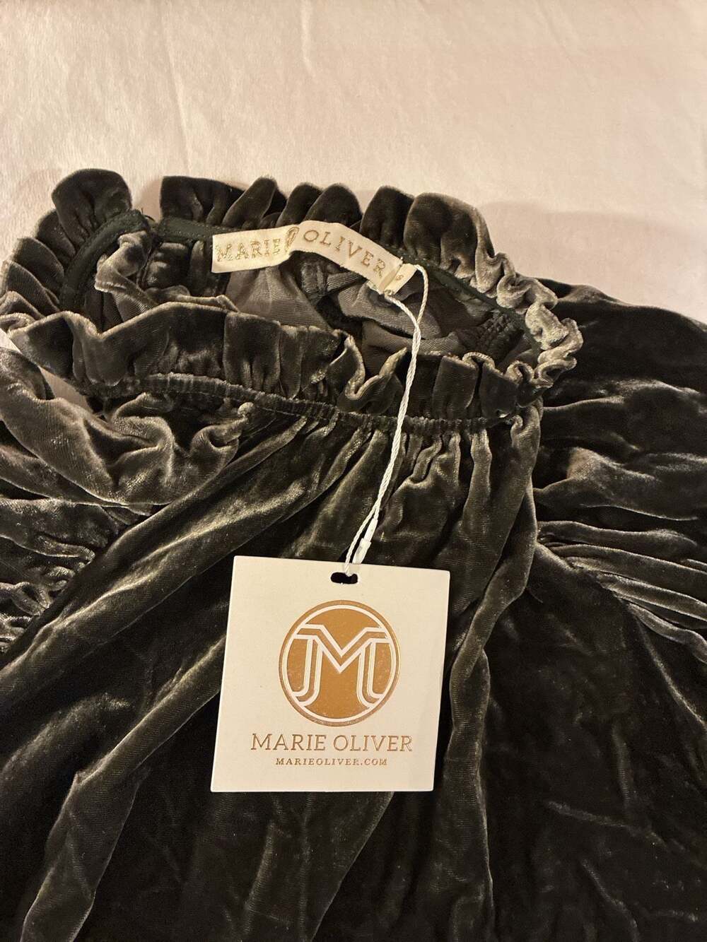 Marie Oliver Layla Silk-Blend Crushed Velvet Long-Sleeve Blouse XS